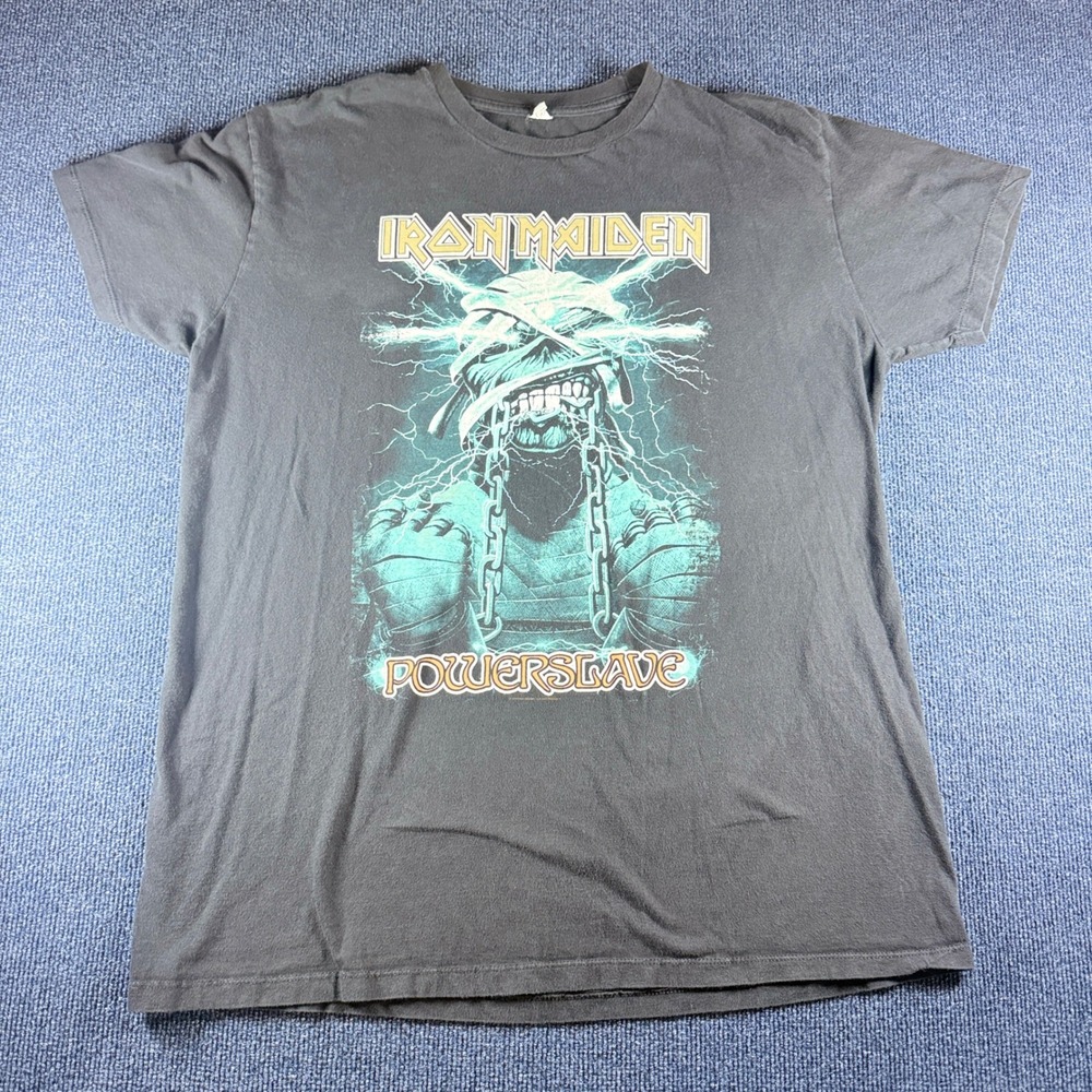 Iron Maiden Mens T-Shirt XL 23x30.5 Black Powerslave Eddie Metal Band Tee